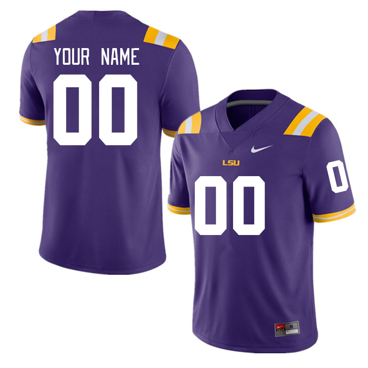 Custom LSU Tigers Name And Number College Football Jerseys Stitched-Purple - Click Image to Close